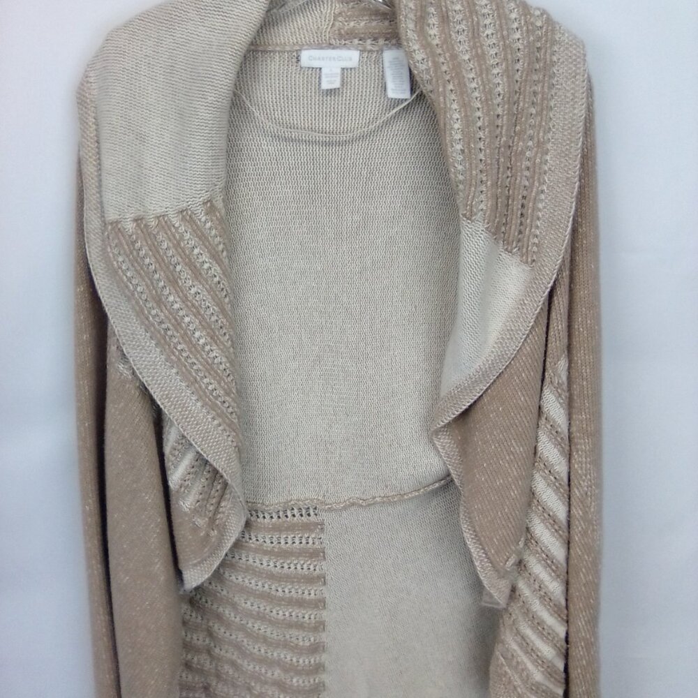 Charter Club Women's Open Knit Long Sleeve Relax Fit Cotton Blend Cardigan Large - Picture 3 of 7